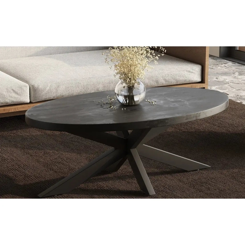 Tavolino basso ovale collezione MADEIRO nero.