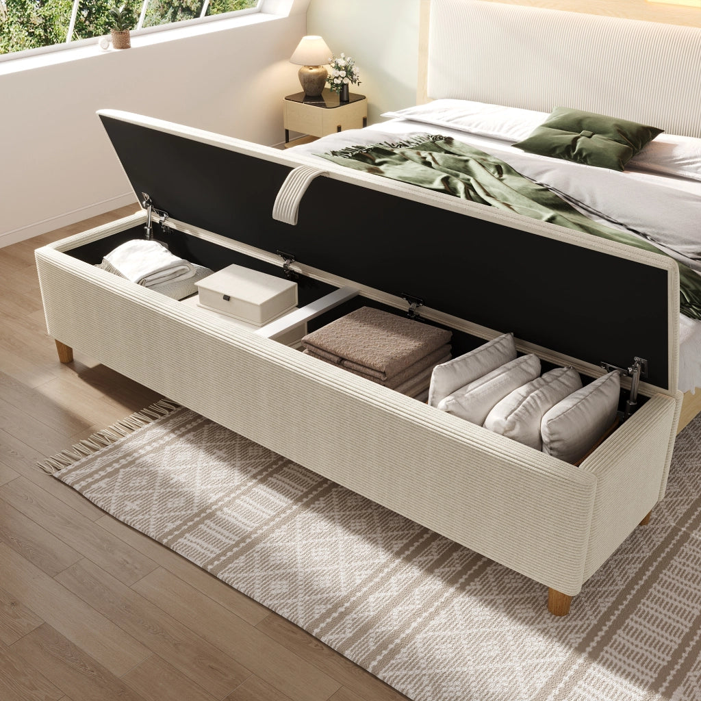 Panca Contenitore Imbottita ¨C MINIMAL ¨C Beige, 145x38 cm
