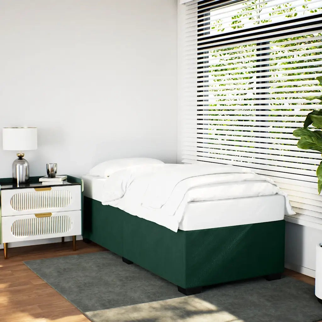 Letto singolo | Letto per adulti | Giroletto senza Materasso Verde Scuro 90x190 cm in Velluto
