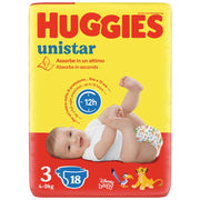PANNOLINI HUGGIES UNISTAR TAGLIA 3 MIDI 18 PEZZI