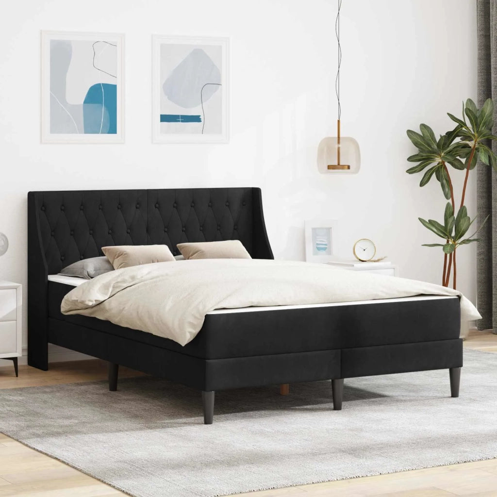 Struttura letto con materasso Nero 140 x 190 cm Velluto 3414799