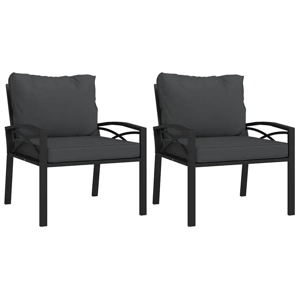 Sedie da Giardino con Cuscini Grigi 2pz 68x76x79 cm Acciaio 362715