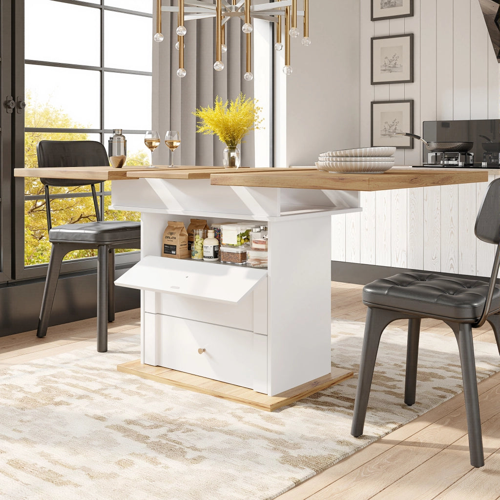 Tavolo allungabile con piano estensibile bilaterale e vano contenitore in MDF 110 × 80 × 75 cm