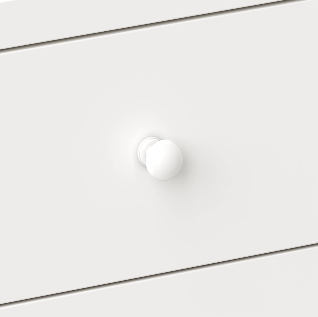 Credenza alta 140x38,5x180 cm in MDF bianco, LED RGB e 4 cassetti