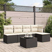 Set Divano da Giardino 6 pz con Cuscini-Sofa da Giardino-Divanetto da esterno Nero in Polyrattan 628955