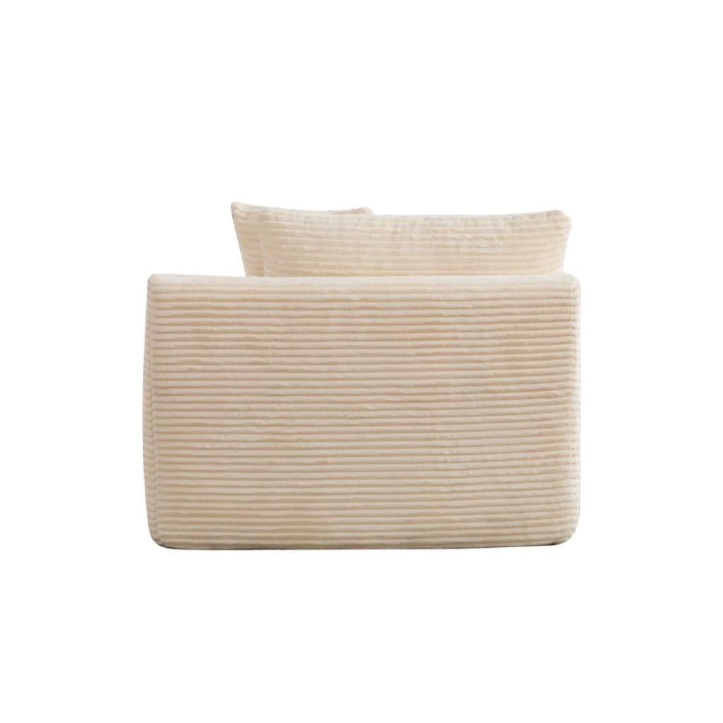 Divano compatto, divano modulare, tessuto chenille, schiuma ad alta elasticità 30D, base antiscivolo, 1 posto, bianco avorio