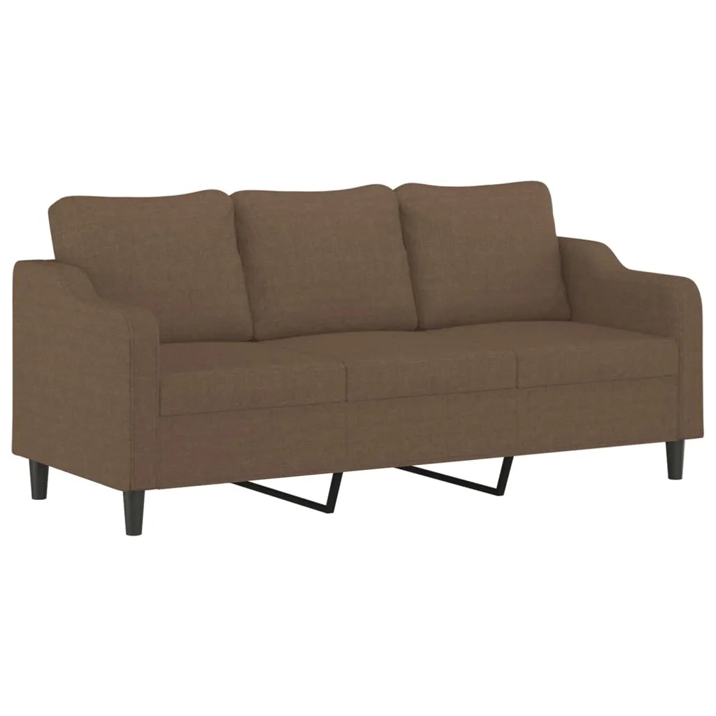 Set di Divani 3 pz con Cuscini Marrone in Tessuto