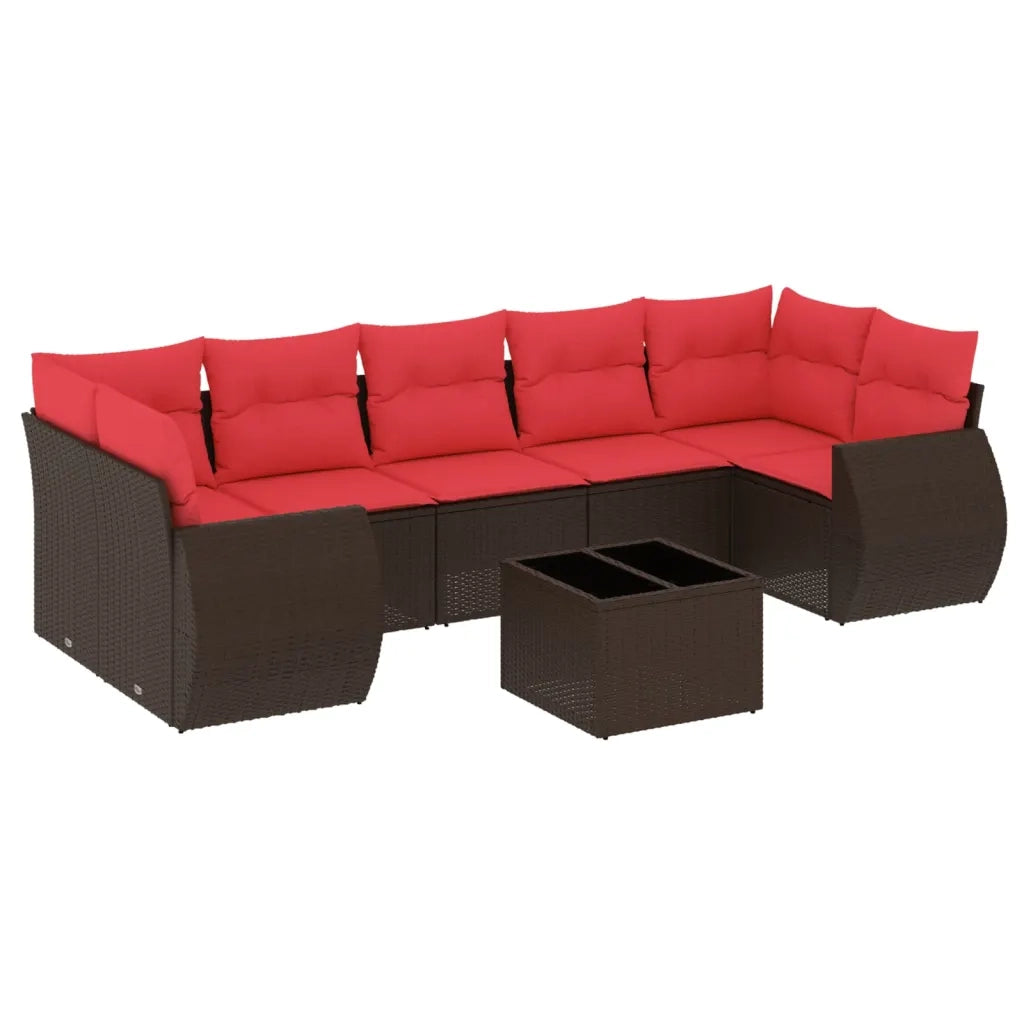 Set Divani da Giardino 8 pz con Cuscini Marrone in Polyrattan 3221143