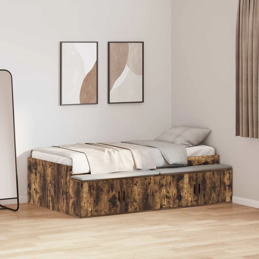 Letto singolo | Letto per adulti | Struttura del letto Rovere fum¨¦ 70 x 190 cm Legno multistrato