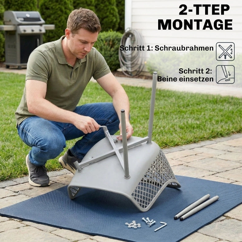 Set di 4 Sedie da Giardino in Plastica Resistente ai Raggi UV con Braccioli e Schienale, Grigio, 56 x 51 x 84 cm