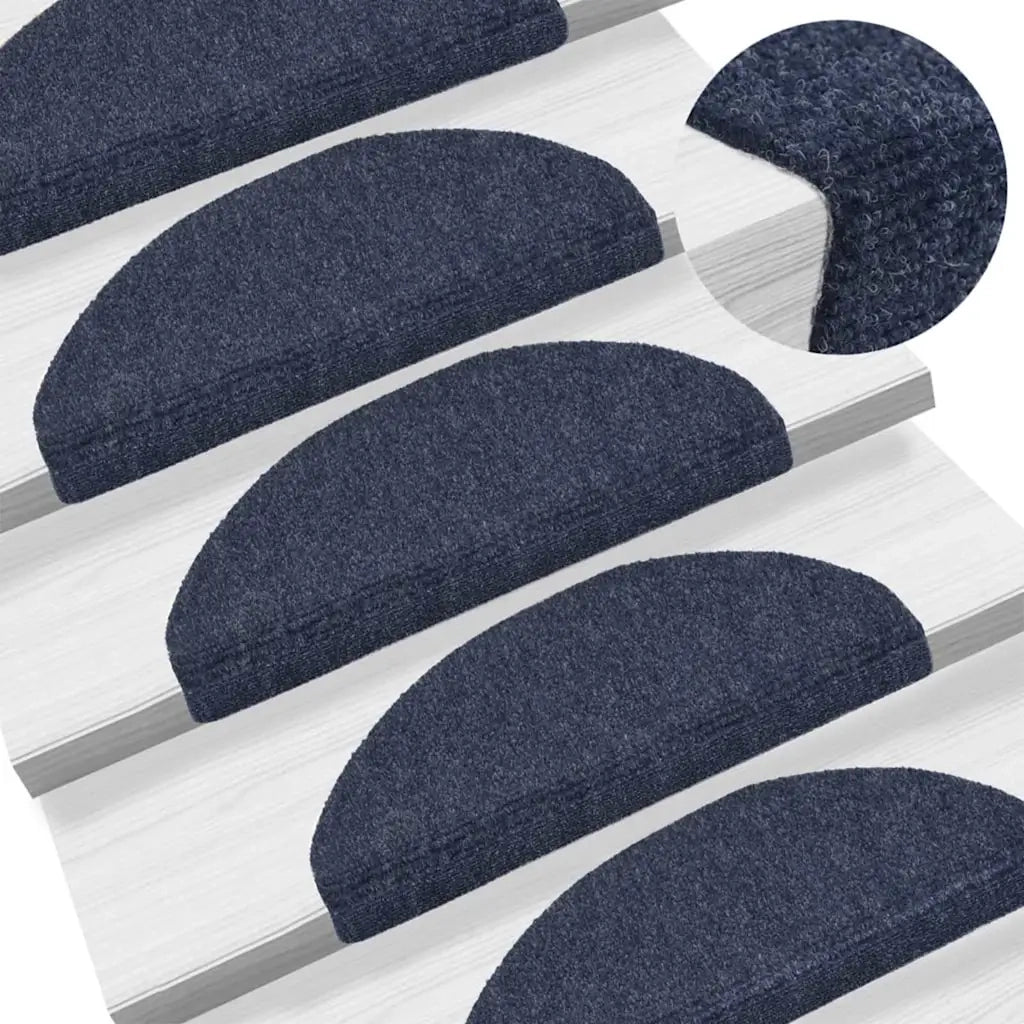 Tappetini per scale autoadesivi 15 pz | Gradini per Scale 65x21x4 cm blu semicircolari grandi