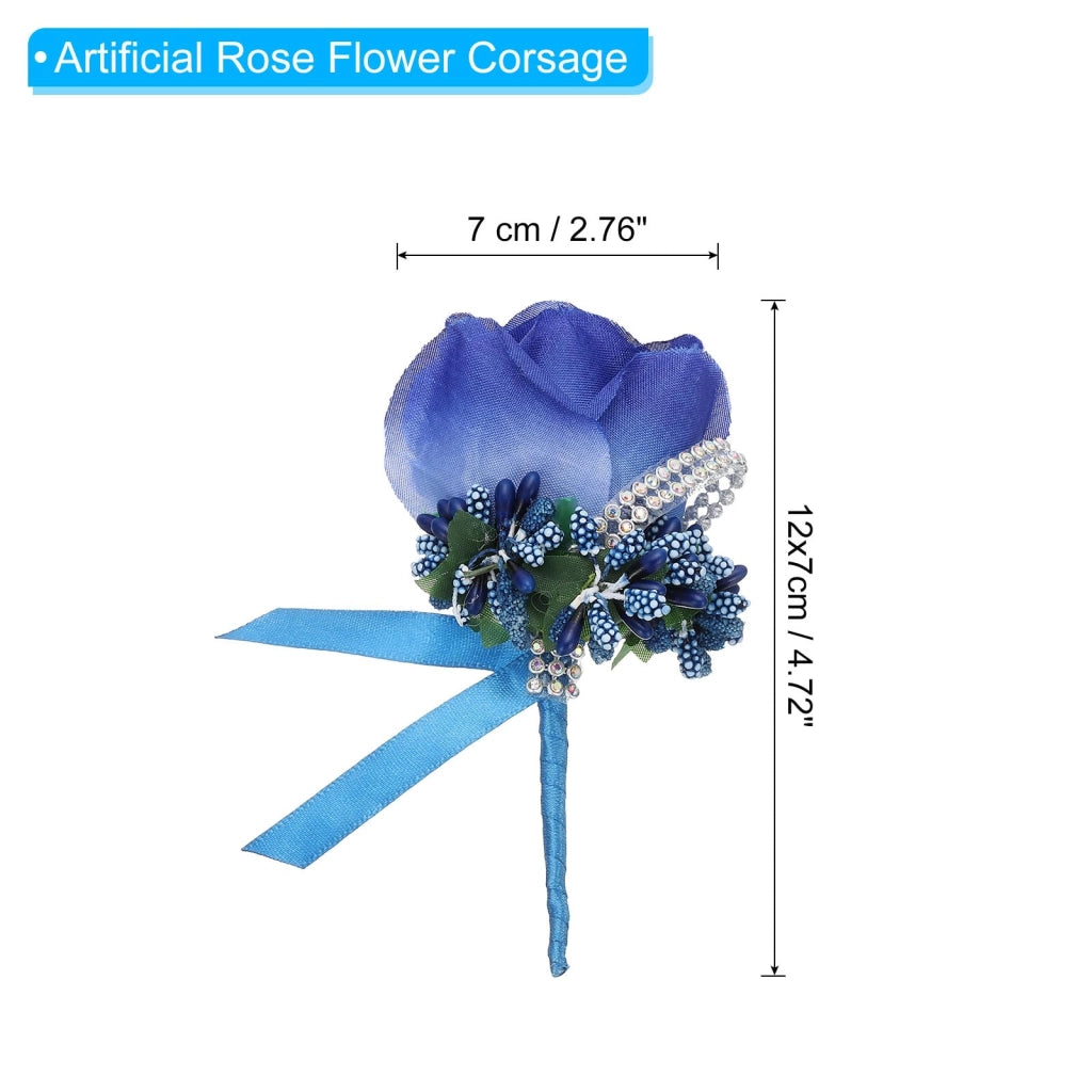 Spille da bavero a forma di rosa, artificiali, 6 pezzi, blu navy, realizzate a mano