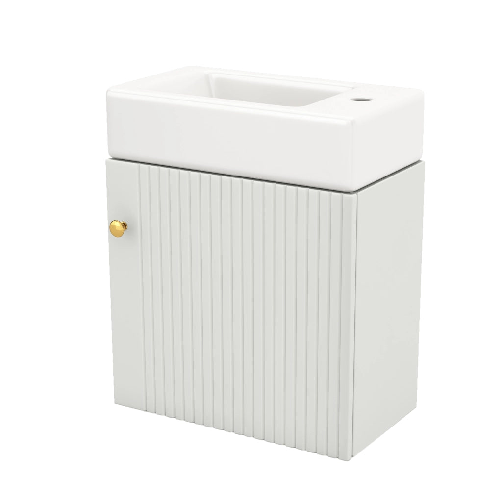 Mobiletto con lavabo da bagno in MDF bianco con anta soft-close e lavabo in ceramica 62 × 54 × 26 cm