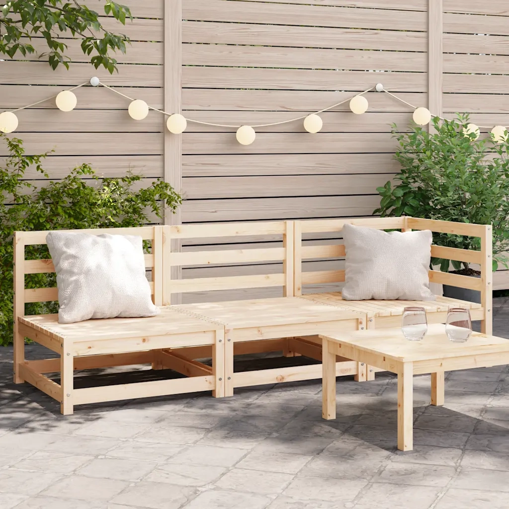 Divano da Giardino a 3 Posti-Sofa da Giardino-Divano da esterno in Legno Massello di Pino