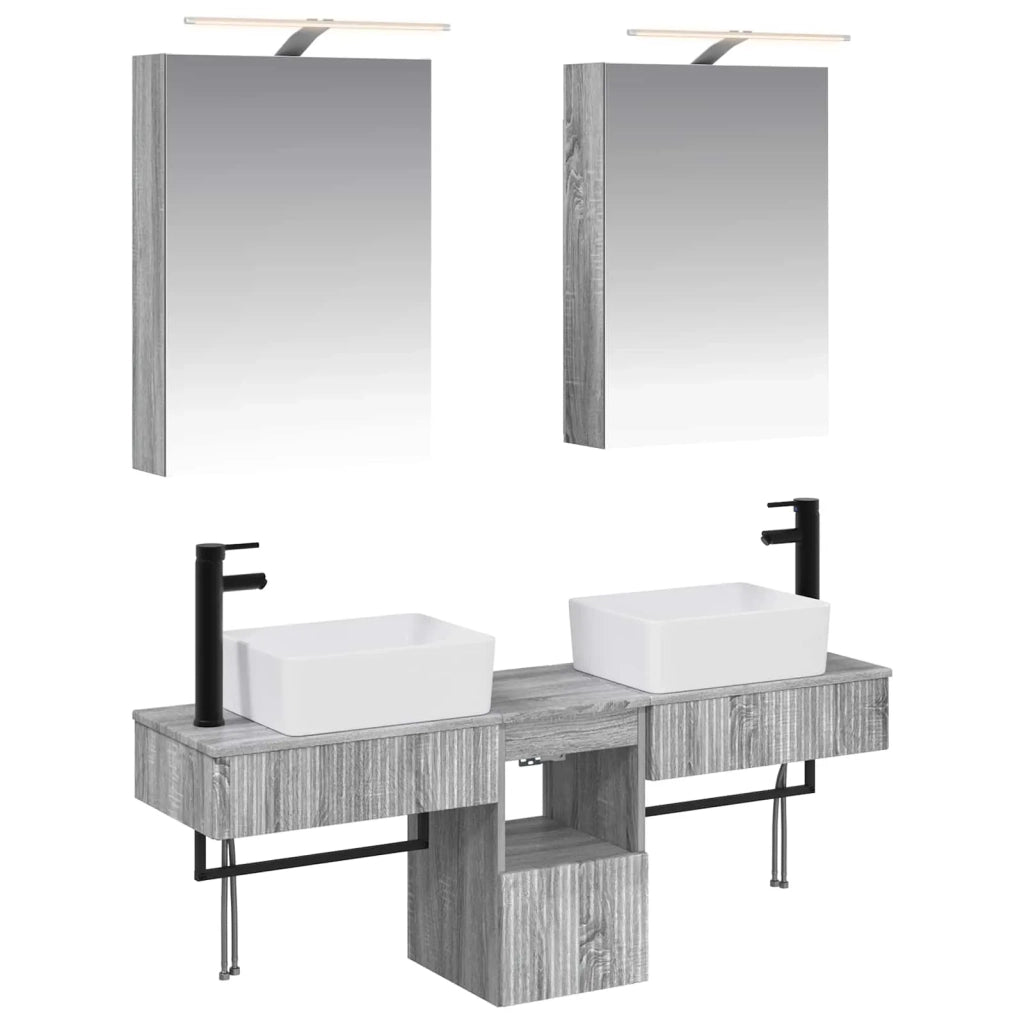 Set di Armadi da Bagno 5 pz Sonoma grigio Legno ingegnerizzato 3406316