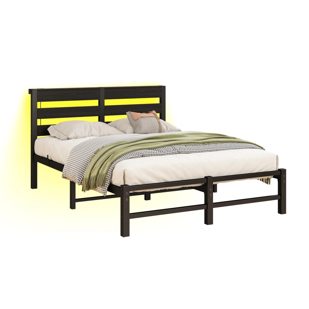 letto in metallo e legno nero 120 x 200 cm