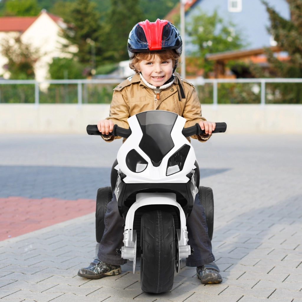 Moto cavalcabile alimentata a batteria 6 V per bambini, Motocicletta a 3 ruote con musica e aspetto carino Nero