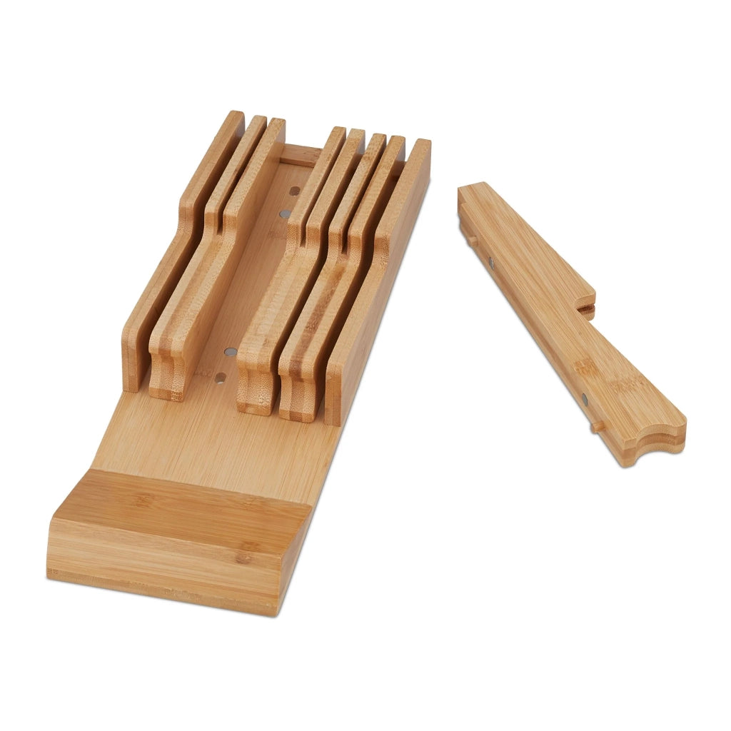 Organizer per cassetto per 9 coltelli sicuri da cucina 40 x 12 x 5 cm in bambù naturale 13_0014063