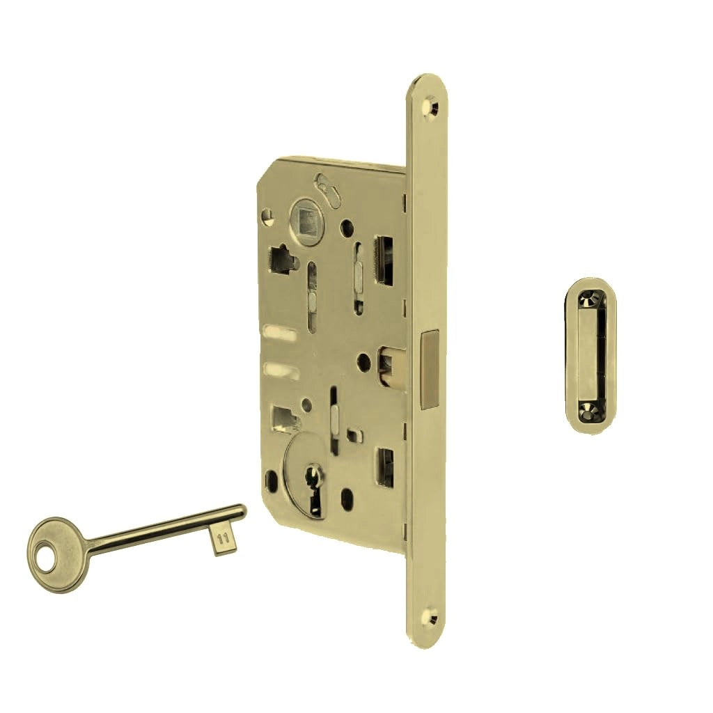 Serratura magnetica per porta scorrevole 50x8 mm ottonato