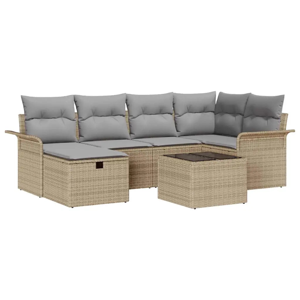 Set Divano da Giardino con cuscino 7 pcs Poly Rattan