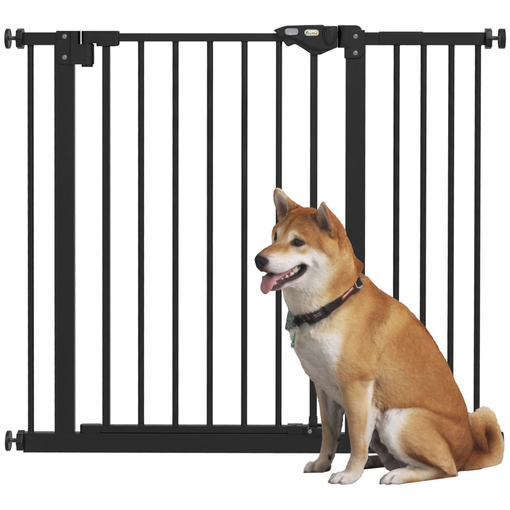 EasyComfort Cancellino per Cani Regolabile con Chiusura Automatica, in Acciaio e Plastica, 74-100x77 cm Nero