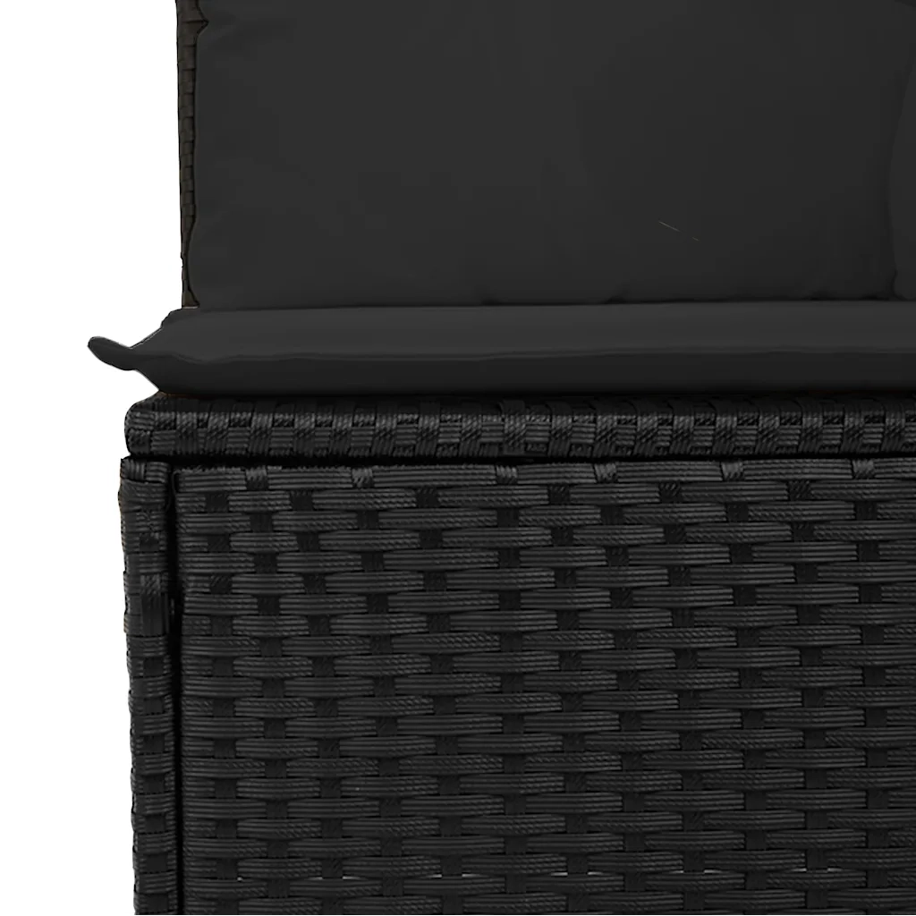 Divano da giardino con cuscini 3 posti nero in polyrattan 365987