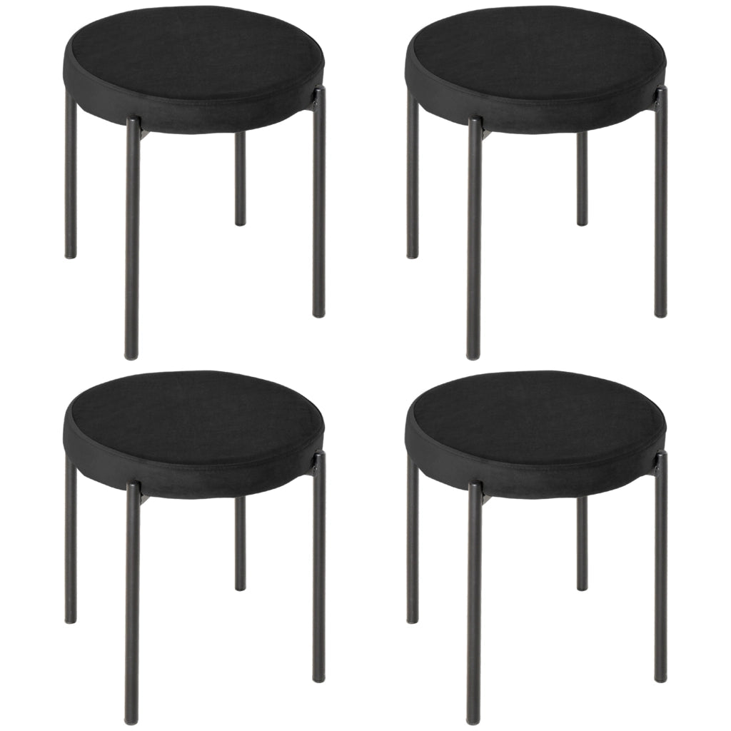 Sgabello da cucina set di 4 impilabile con seduta imbottita effetto velluto nero metallo 41.5 × 41.5 × 46 cm