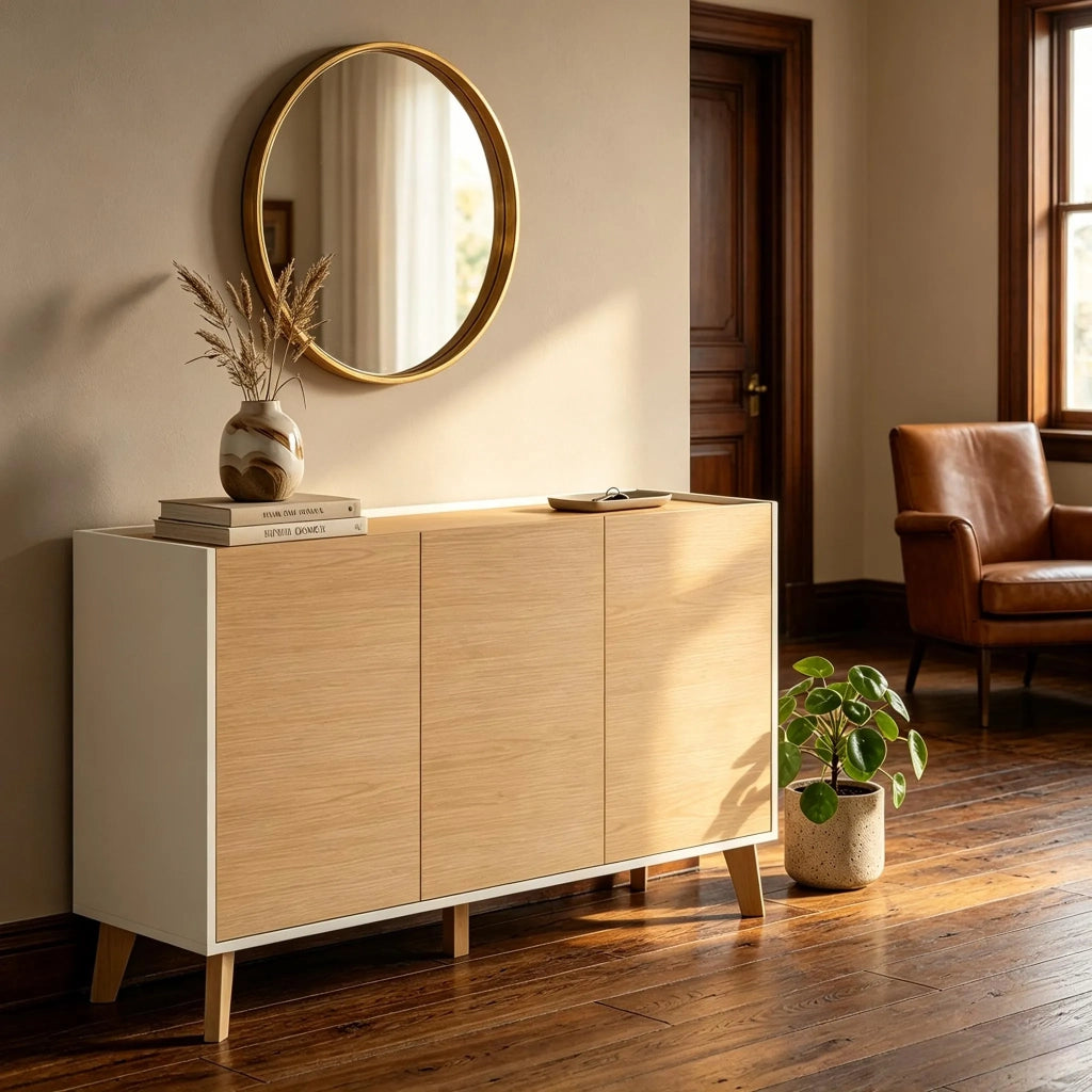 Credenza da cucina nordica con 3 ante e 6 scomparti