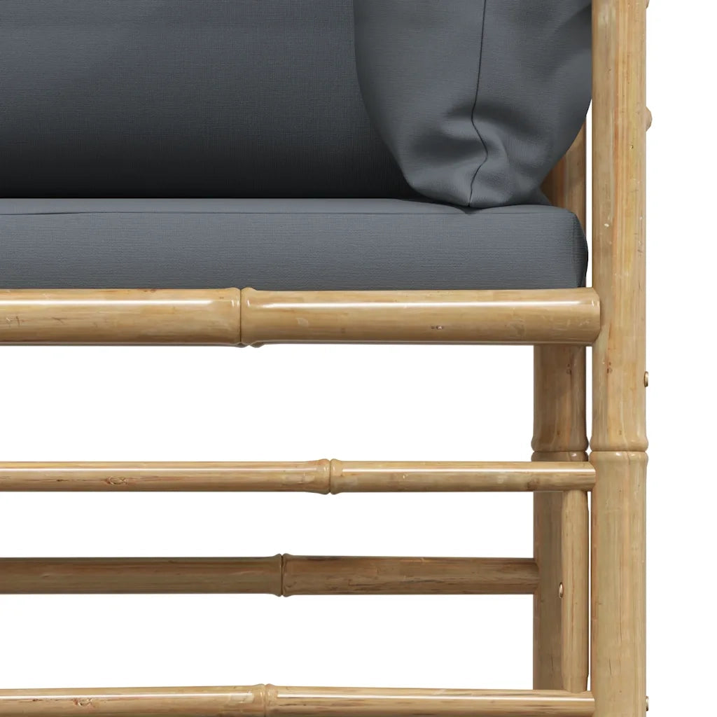 Divano da Giardino con Cuscini-Sofa da Giardino-Divano da esterno Grigio Scuro in Bamb¨´