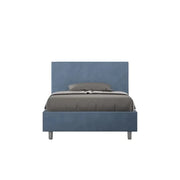Letto una piazza e mezza con rete imbottito 120x190 microfibra blu Adele