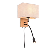 Applique con lampada da lettura, metallo e legno, nero, L 25 cm, Nilam