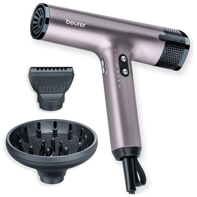 Beurer Asciugacapelli HC 100, Phon Potente da 1700 W per un'Asciugatura Rapida e Delicata e Acconciatura Precisa, 4 Livelli di Temperatura e Ventola, Bocchetta per Styling e Diffusore