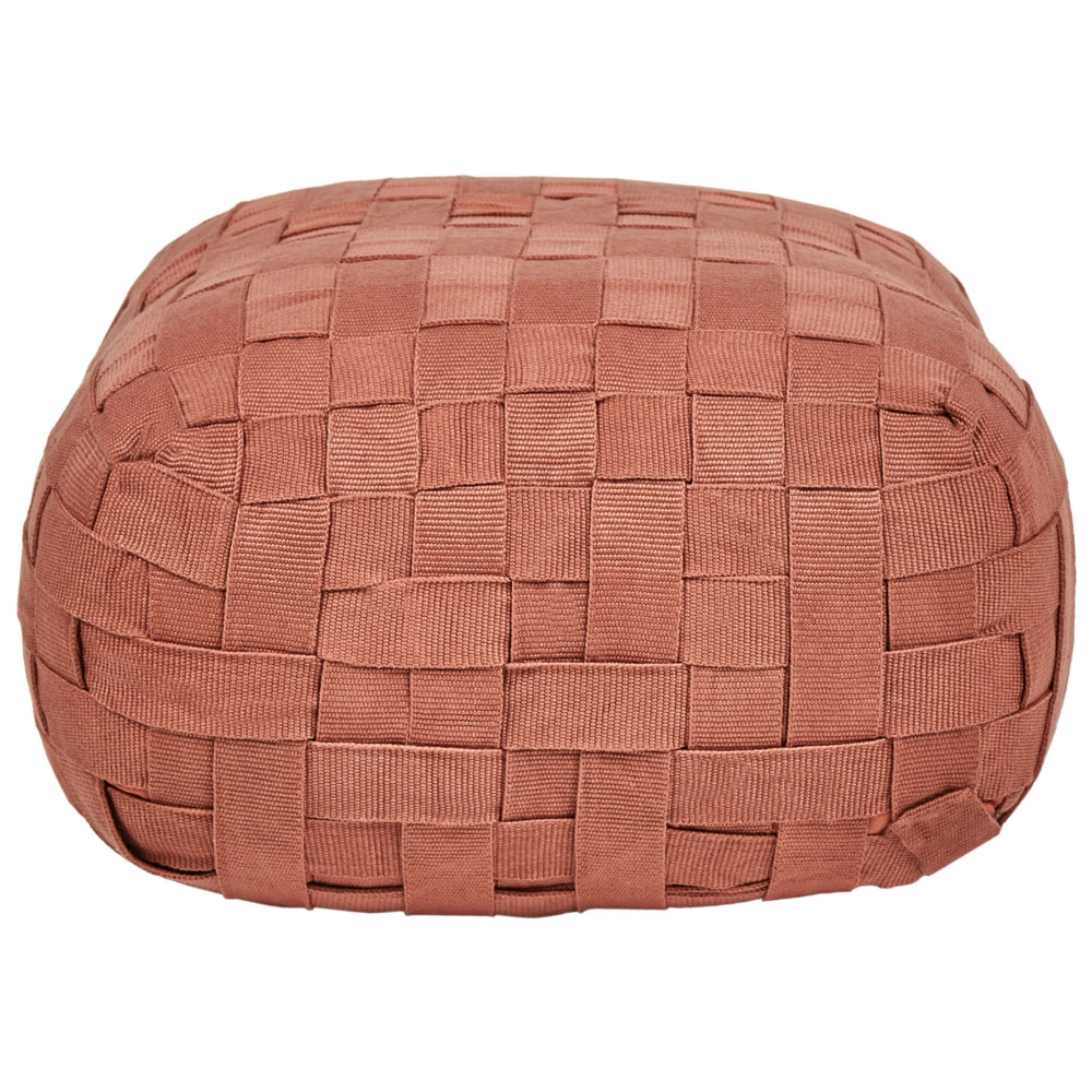 Pouf da giardino in materiale sintetico rosso chiaro 50 x 50 cm Pouf da esterno intrecciato a mano in stile Boho
