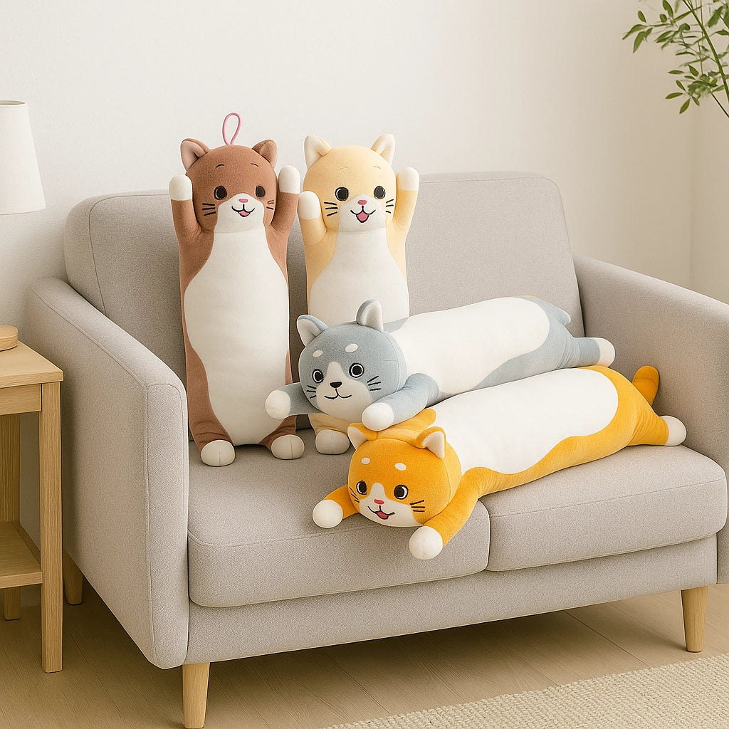 3 pezzi Peluche Cuscino Gattini 50cm Morbidi e Colorati Idea Regalo Bambini e Adulti