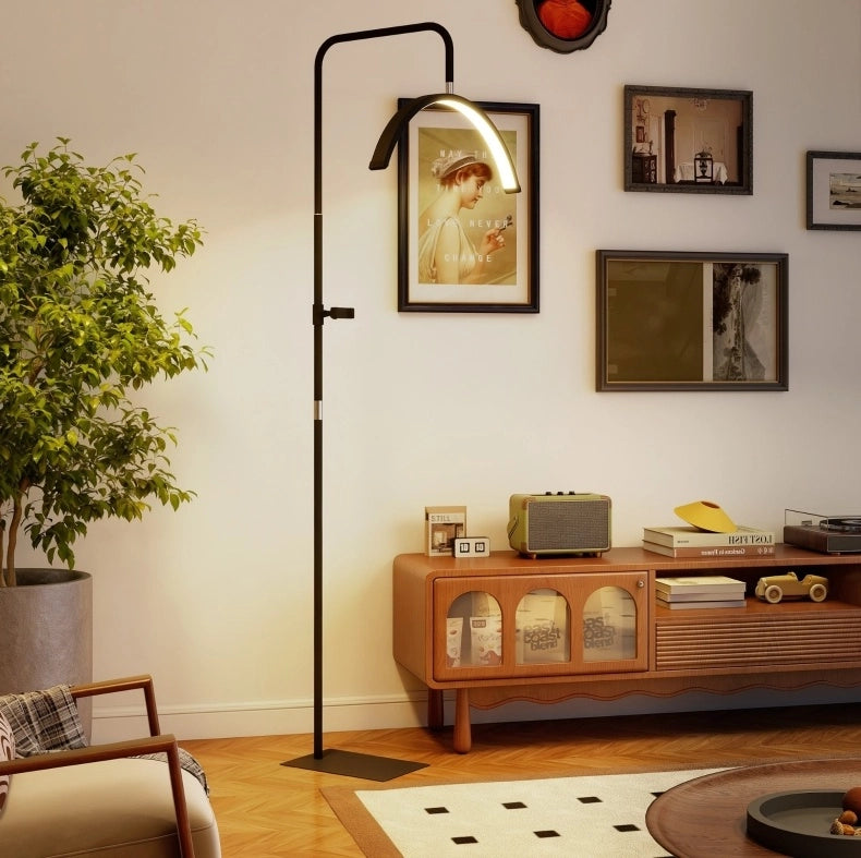 LAMPADA a Pavimento a Mezzaluna 36 W Nera, Altezza 136-186 cm