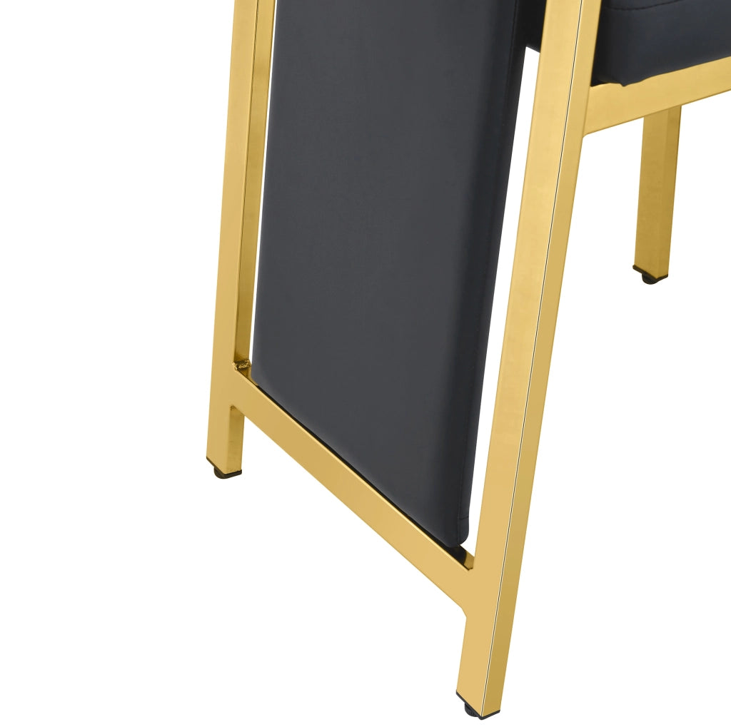 Set di 4 sedie da pranzo 44x42,7x109 cm metallo dorato e similpelle nera