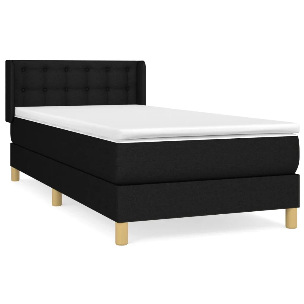 Giroletto a Molle con Materasso-Struttura Letto Nero 80x200 cm inTessuto 404371