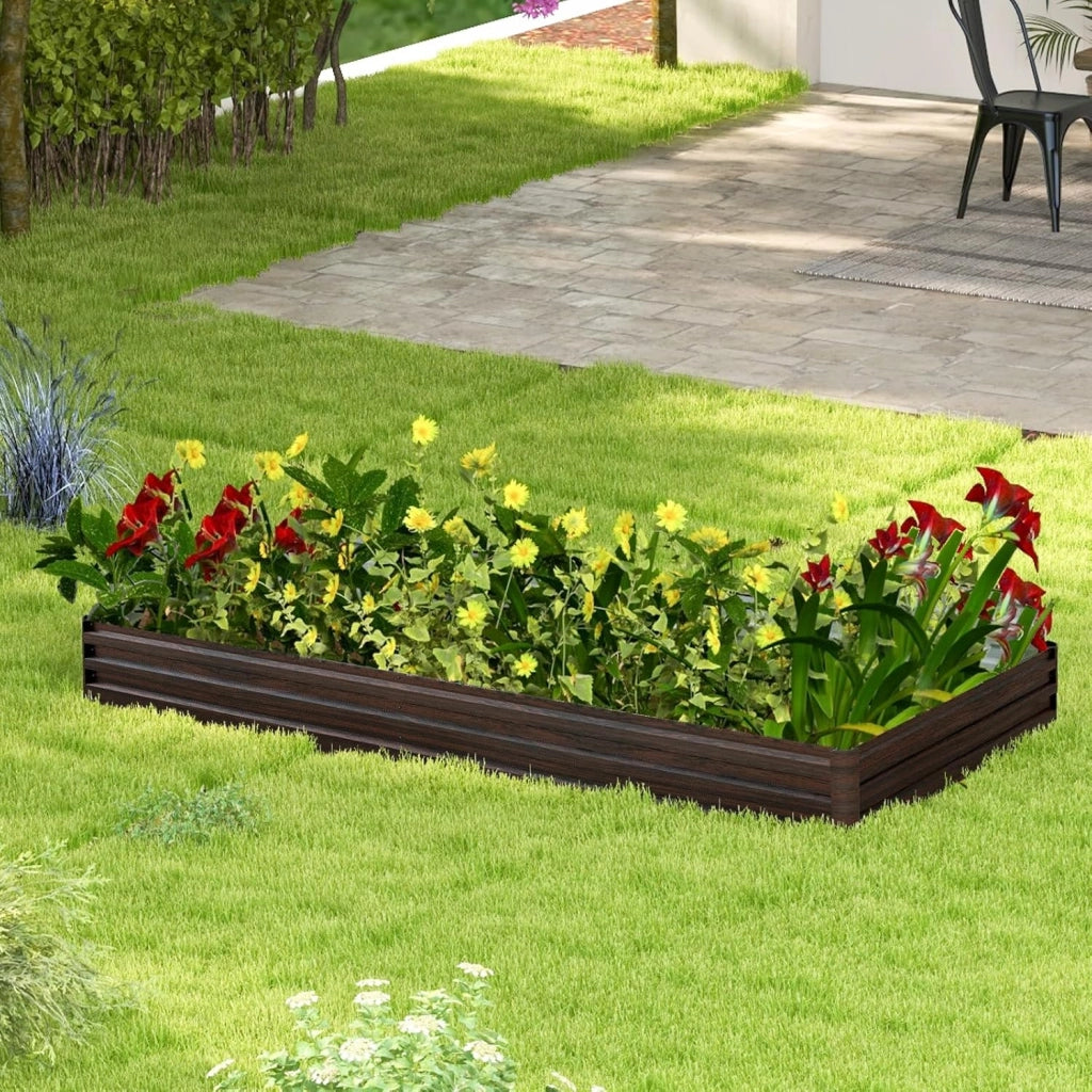 Fioriera in Metallo 240 x 120 x 30 CM, Orto Rialzato con Base Aperta, Aiuola da Esterno per Piante, Verdure, Frutta, Erbe Aromatiche e Fiori