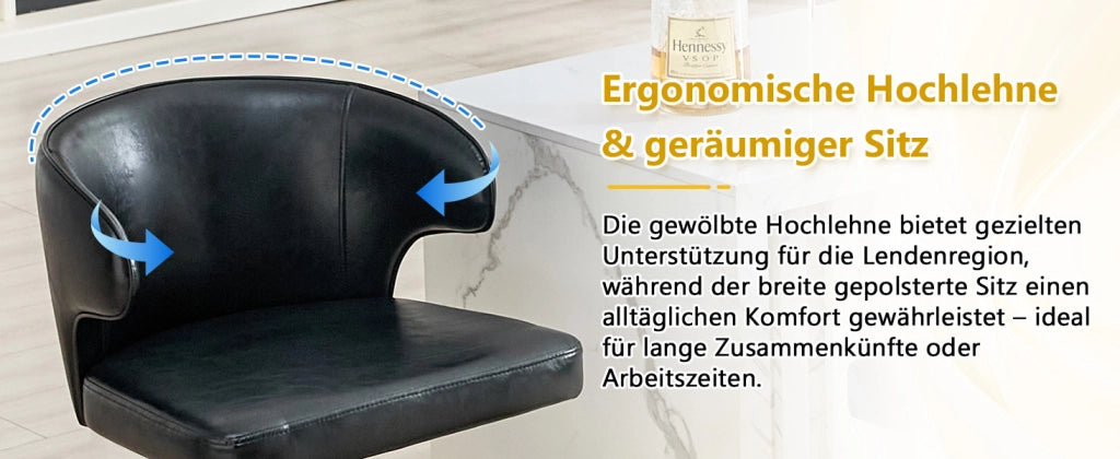 Set 2 Sgabelli da Bar con Schienale Regolabili in Altezza, Girevoli a 360° con Poggiapiedi e Base Ampia, Sgabello Moderno per Cucina e Bancone
