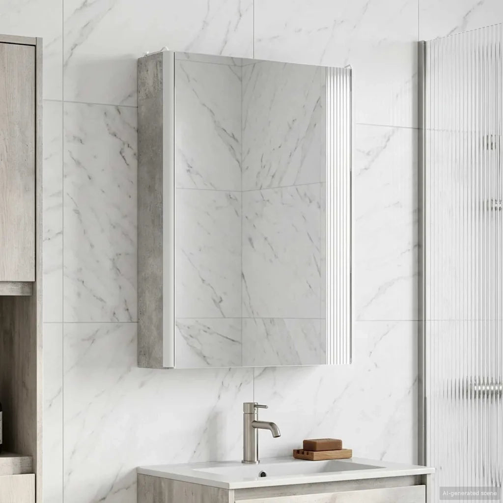 Mobiletto per specchio da bagno Grigio cemento 889226