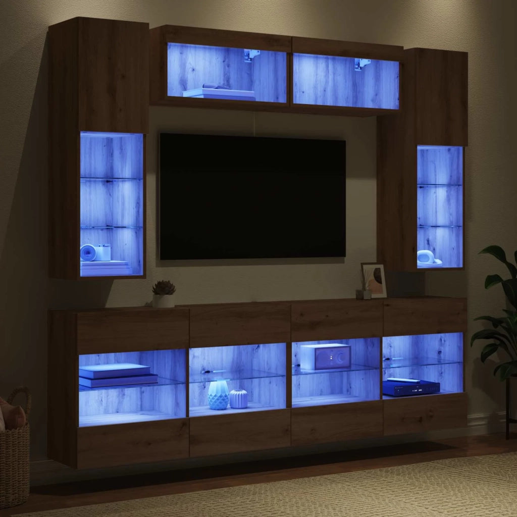Set di Mobiletto da TV a Parete 6 pcs Rovere Artigianale 3402996