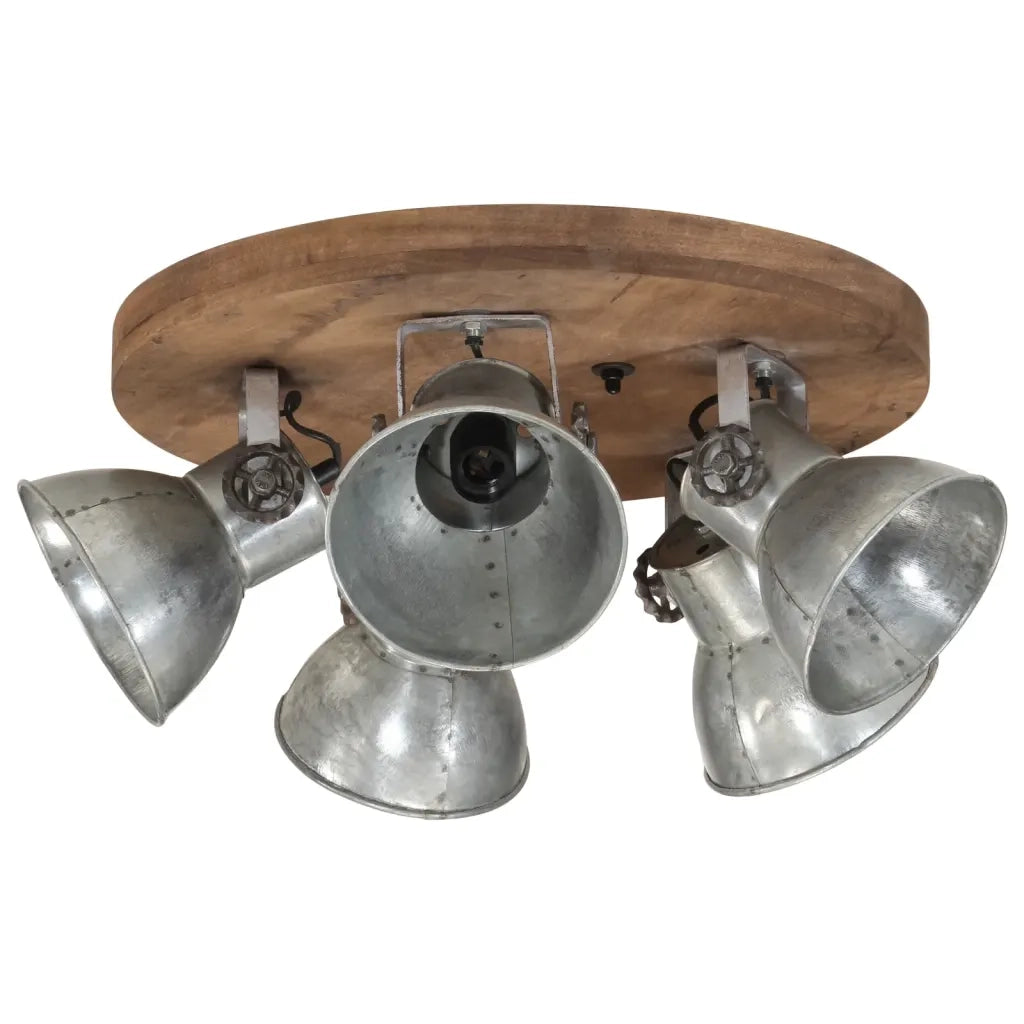 Plafoniera industriale design vintage salone ufficio 50 x 50 x 25 cm in ferro argento 02_0047488