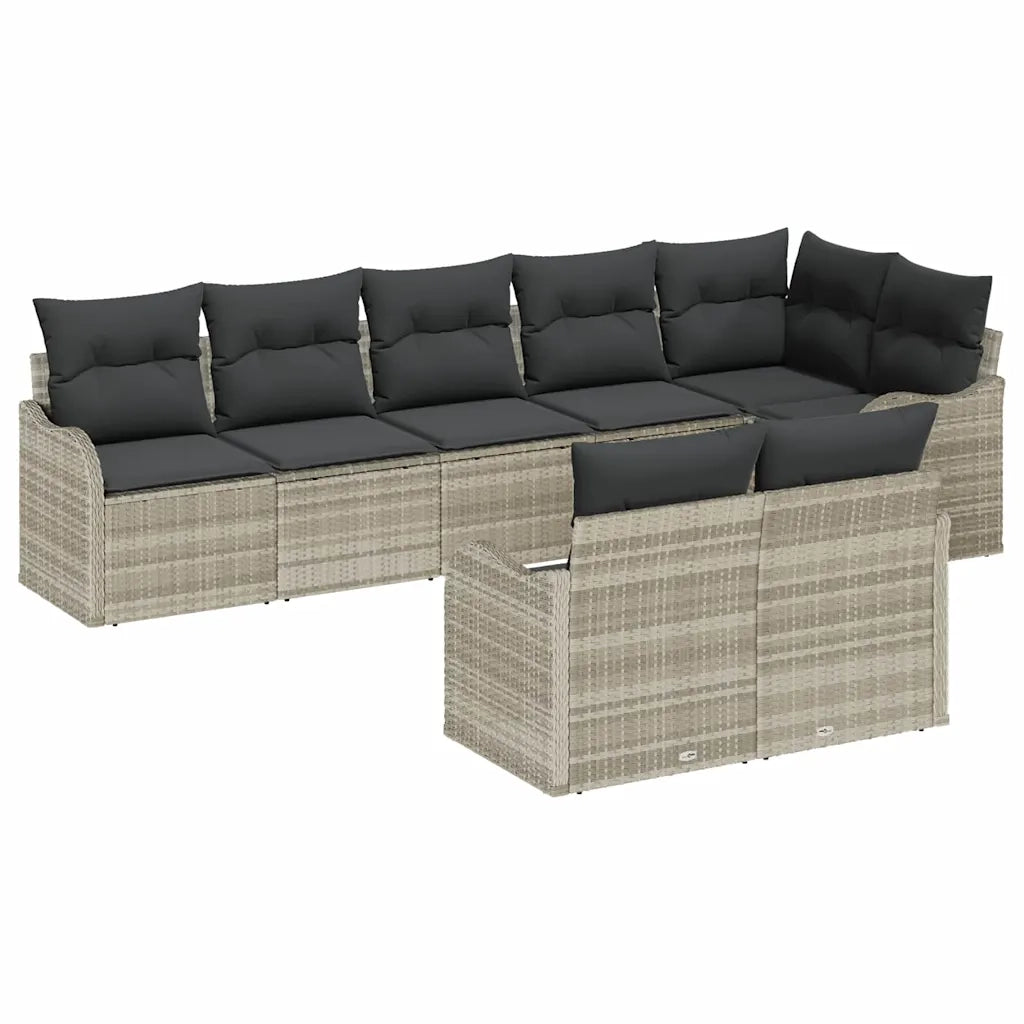 Set Divano da Giardino 8 pcs Grigio chiaro Poly Rattan