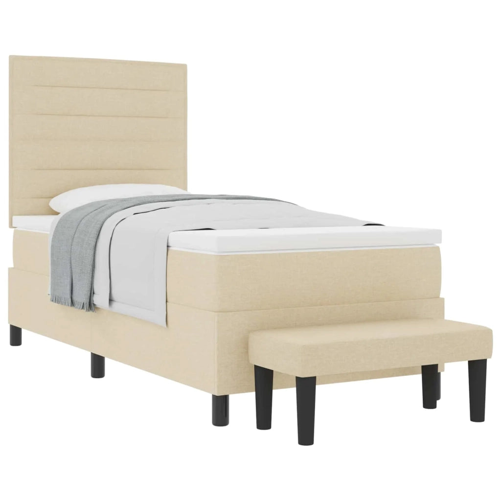 Letto a molle con testiera Crema 90 x 200 cm Tessuto 3343965