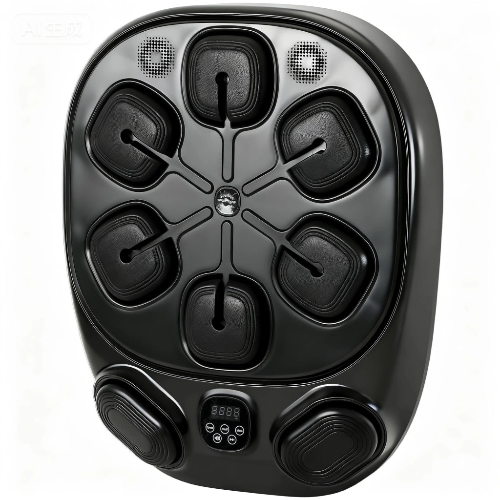 Macchina da Boxe Musicale a Parete con 9 Modalit¨¤, Luci LED e Connessione Bluetooth, 61x48x11 cm, Nero