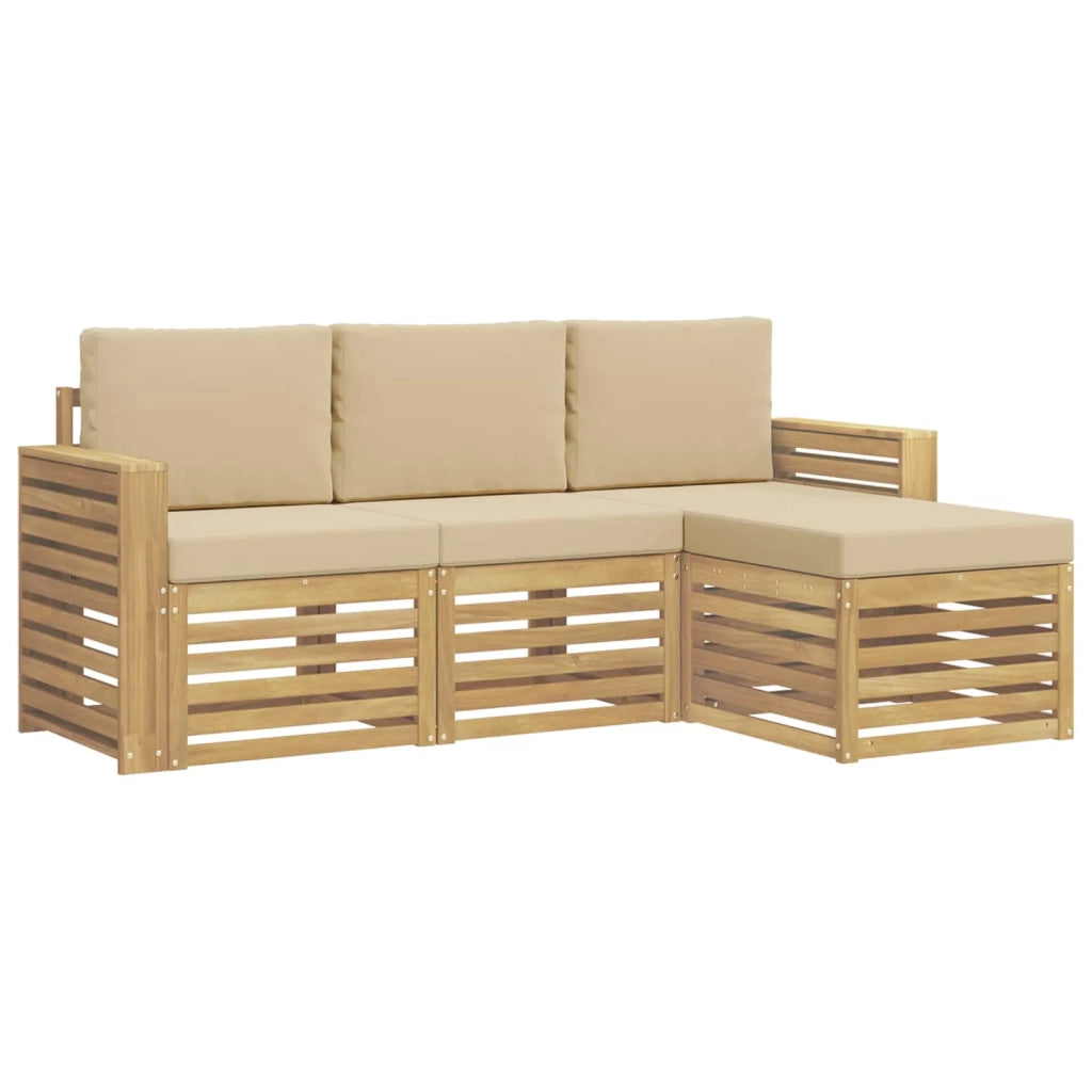 Set di divani da esterno 4 pcs Bianco e Beige 3391643