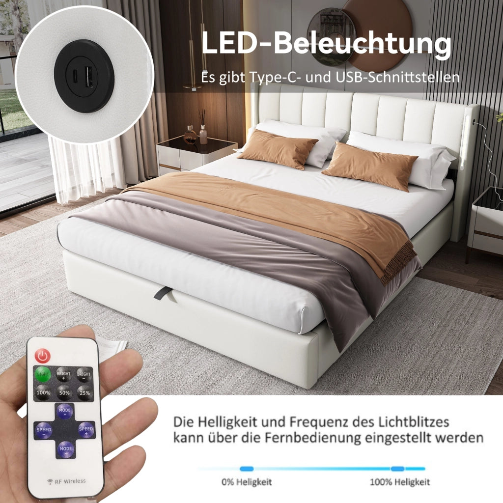 letto imbottito pu bianco 180 x 200 cm