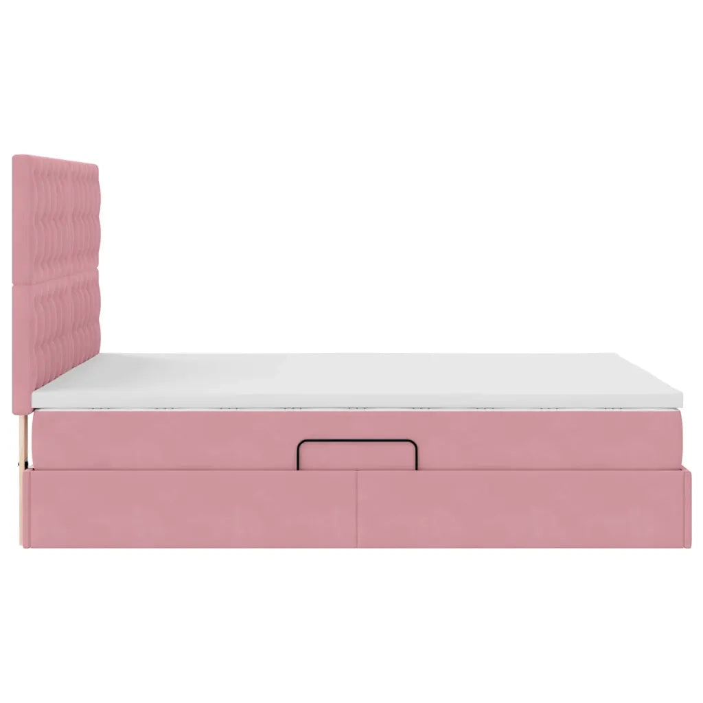Letto con contenitore e materasso Rosa 140 x 200 cm Velluto 3372158