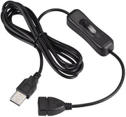 Cavo USB con interruttore, prolunga 2 metri nera per lampada da scrivania LED e LED strip