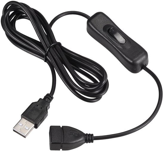 Cavo USB con interruttore, prolunga 2 metri nera per lampada da scrivania LED e LED strip
